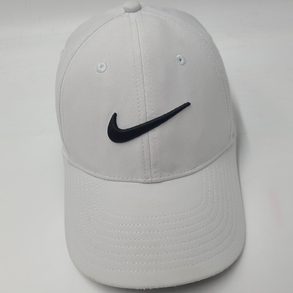 Nike Hat Adjustable S-M Gray Black Swoosh Logo Dri-Fit Club Cap Casual Sport Men